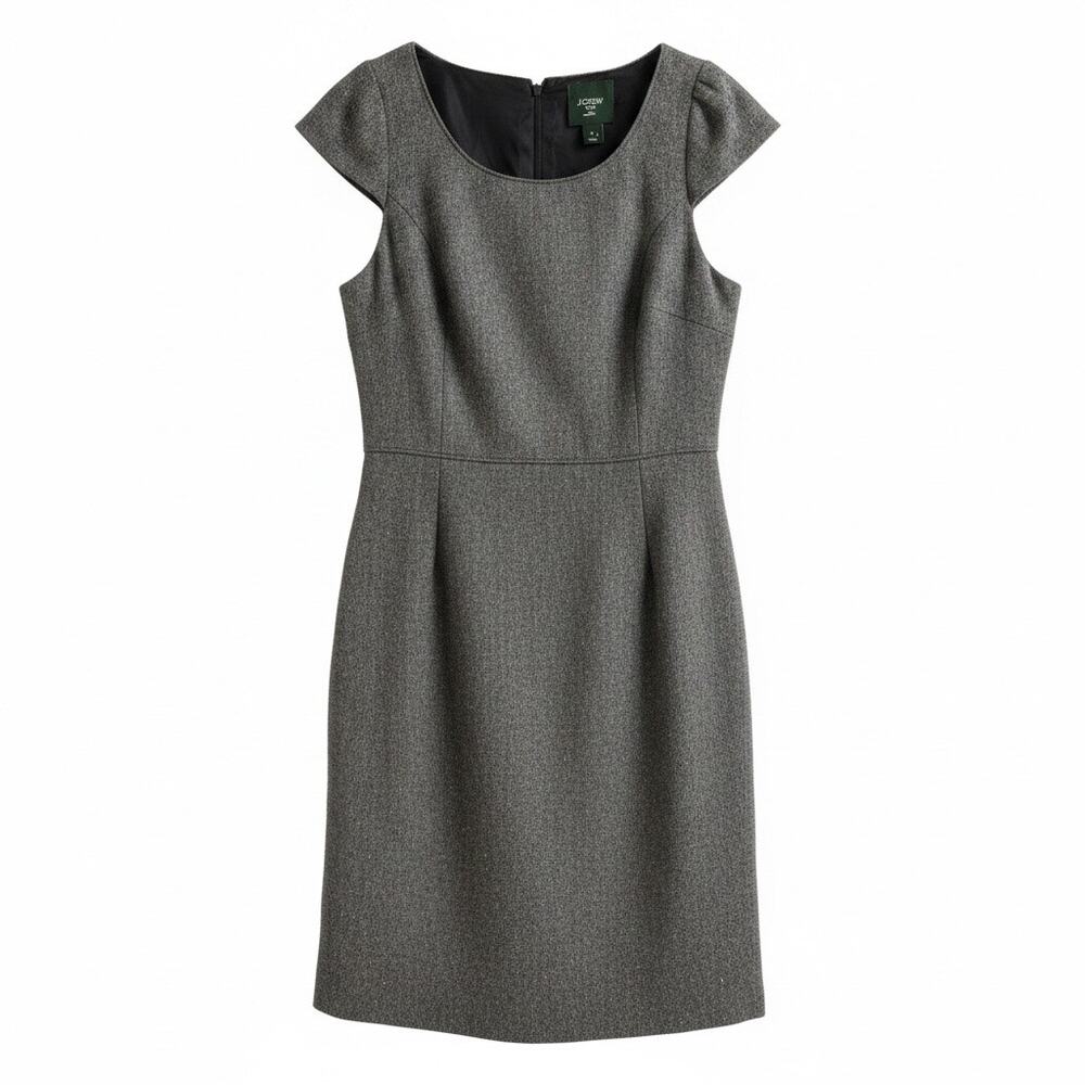 J.Crew Gray Wool Blend Sheath Dress Sz 6 Cap Sleeve Career Work Office Classic